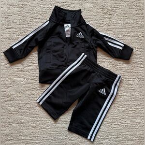 Adidas baby track suit - black with white stripes - 3 months